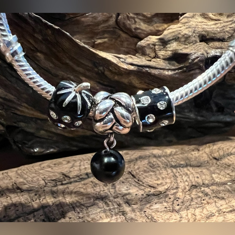 925 Charm Company UK Charms Bead Black Strawberry Onyx Dangle Pendant Crystal
